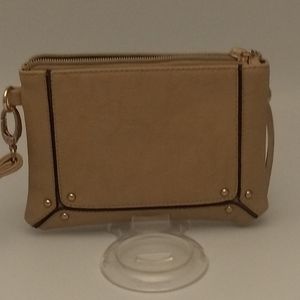 🌷‼️5/$20 - Charming Charlie Wristlet Clutch Tan Zipper Tassel